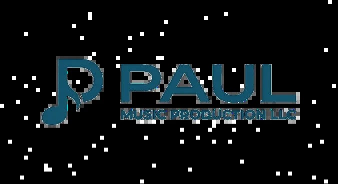 PAUL logo with tagline on black starry background, featuring blue musical note design and text